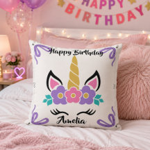 Personalisierte Happy Birthday Einhorn Wurfkissen