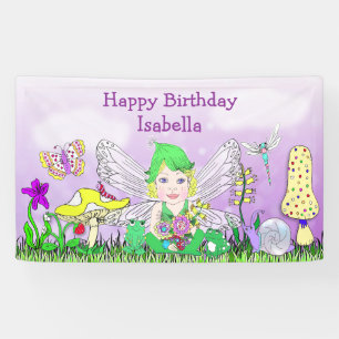 Personalisierte Happy Birthday Feen-Märchen-Themen Banner
