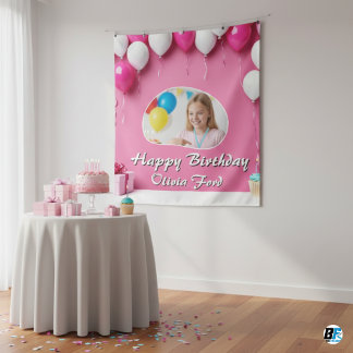 Personalisierte Happy Birthday Foto-Wand Wandteppich