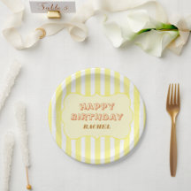 Personalisierte Happy Birthday Gelbe Streifen