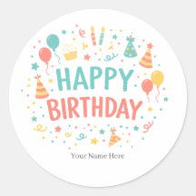 Personalisierte Happy Birthday Party-Sticker zum S