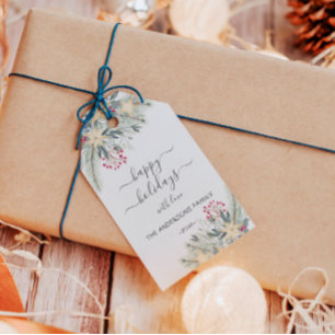 Personalisierte Happy Holidays Aquarellpräsente Ta Geschenkanhänger