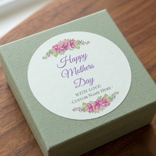 Personalisierte Happy Mother's Day-Blume Runder Aufkleber
