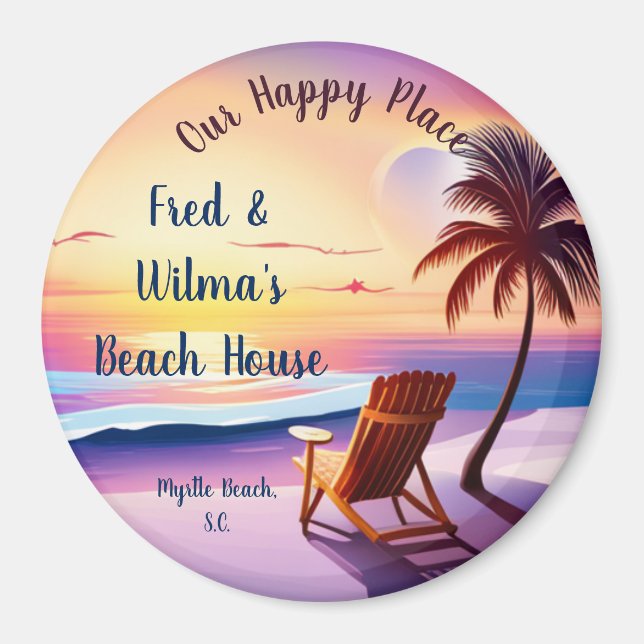 Personalisierte Happy Place Benutzerdefinierte Pos Magnet (Vorne)
