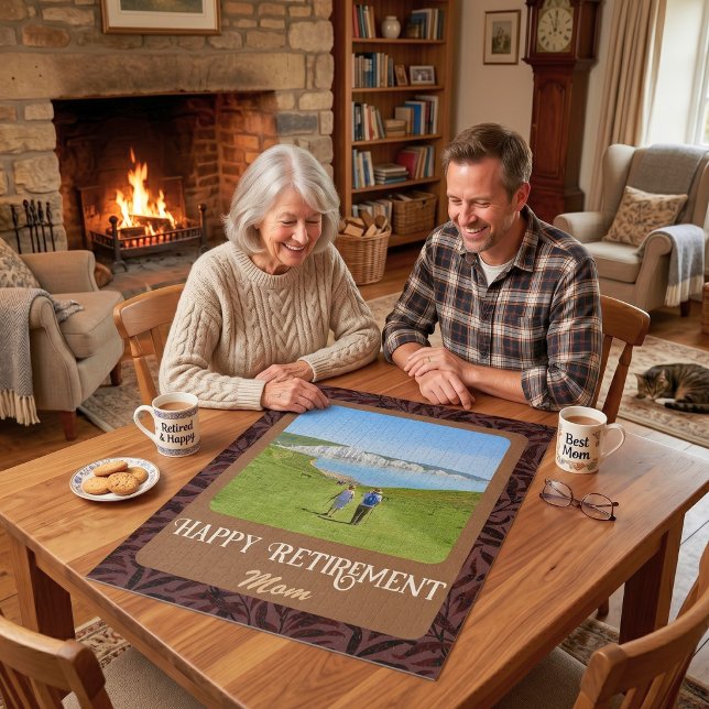 Personalisierte Happy Retirement Geschenke für Mam Puzzle (Personalized Happy Retirement Gifts for Mom Brown Jigsaw Puzzle)