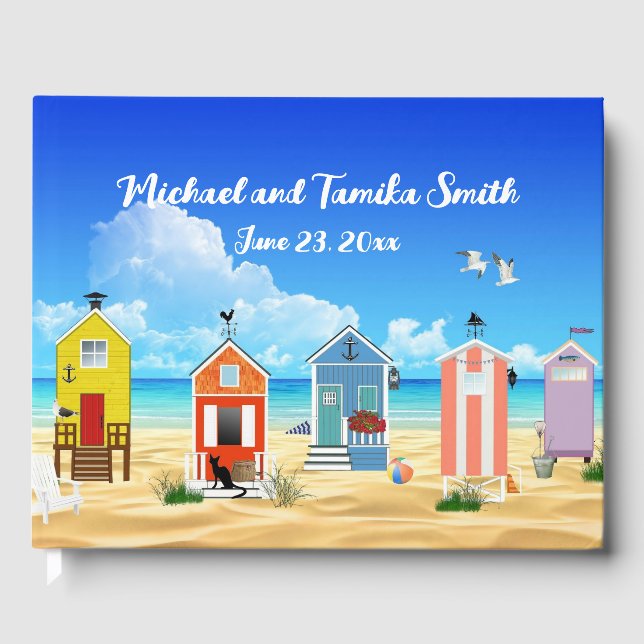 Personalisierte Häuser am Strand Wedding Guest Boo Gästebuch (Vorderseite)