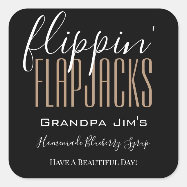 Personalisierte hausgemachte "Flippin Flapjacks" Quadratischer Aufkleber (Vorderseite)