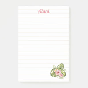 Personalisierte hawaiianische Blüte mit Name 4x6 L Post-it Klebezettel
