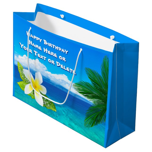 Personalisierte hawaiische Geschenk-Taschen Große Geschenktüte (Vorderseite Schrägansicht)