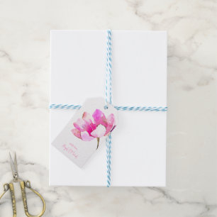 Personalisierte heißrosa Floral  Geschenkanhänger