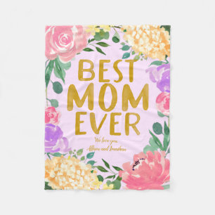 Personalisierte Helle Florale Beste Mama Aller Zei Fleecedecke