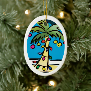Personalisierte helle Palme-Weihnachtsverzierung Keramik Ornament