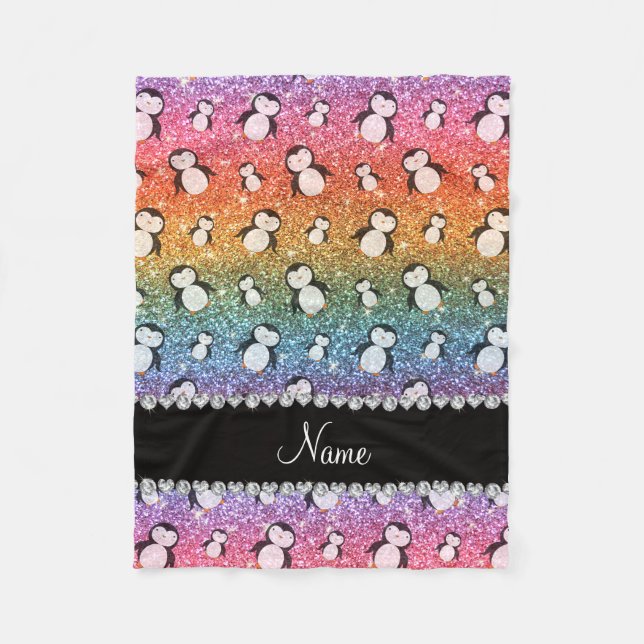 Personalisierte helle Regenbogen-Glitter Fleecedecke (Vorderseite)