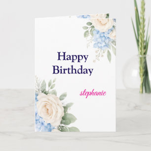 Personalisierte helle rosa Rosen zum Geburtstag Karte