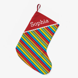 Personalisierte, helle Streifen Kleiner Weihnachtsstrumpf