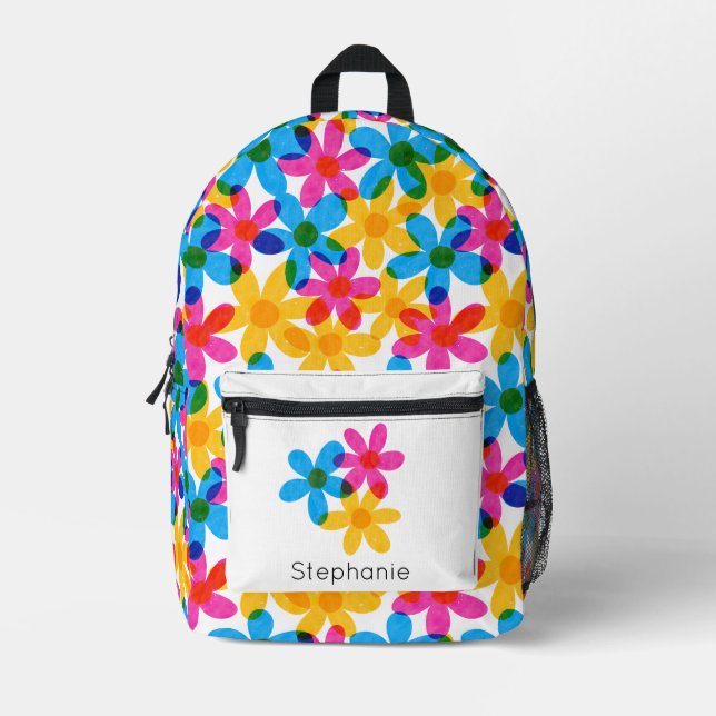 Personalisierte, helle und kühne Hippie-Blume Bedruckter Rucksack (Vorderseite)