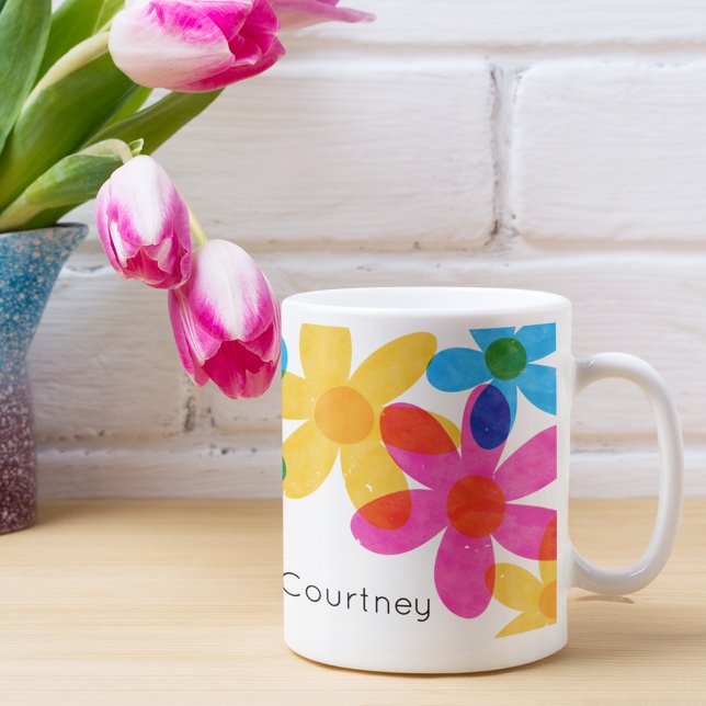 Personalisierte, helle und kühne Hippie-Blume Kaffeetasse (Von Creator hochgeladen)