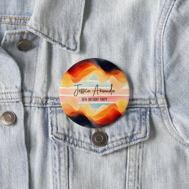 Personalisierte helle Wasserfarbe Farbige Streifen Button (Beispiel)