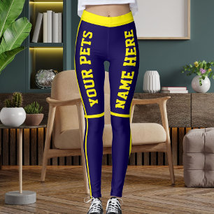 Personalisierte hellgelbe dunkelblaue Namen für Be Leggings