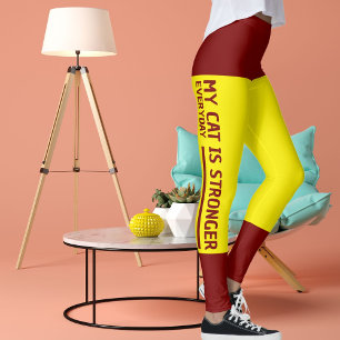 Personalisierte, hellgelbe Streifen Katzenrücklauf Leggings