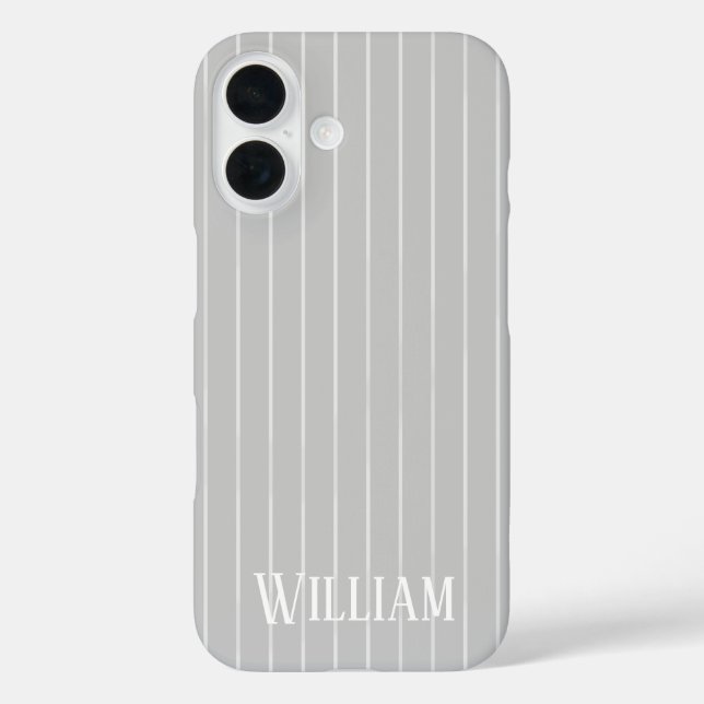 Personalisierte, hellgraue Pinstreifen Case-Mate iPhone Hülle (Rückseite)