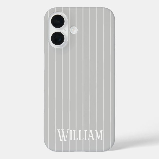 Personalisierte, hellgraue Pinstreifen Case-Mate iPhone Hülle (Rückseite)