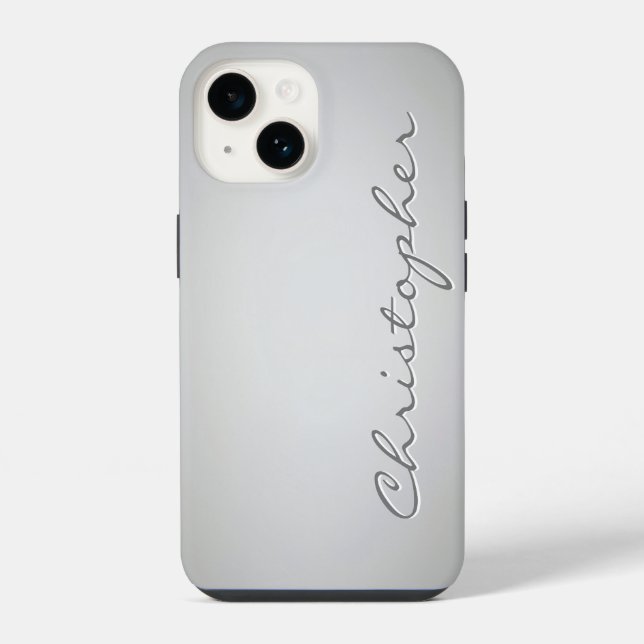 Personalisierte hellgraue Radialtextur 15 iPhone Hülle (Rückseite)