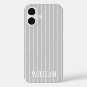Personalisierte hellgraue Streifen iPhone 16 Hülle
