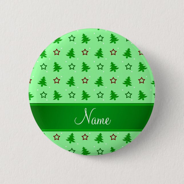 Personalisierte hellgrüne Weihnachtsnamenssterne Button (Vorderseite)