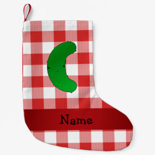 Personalisierte hellrote Schachbretter Kleiner Weihnachtsstrumpf