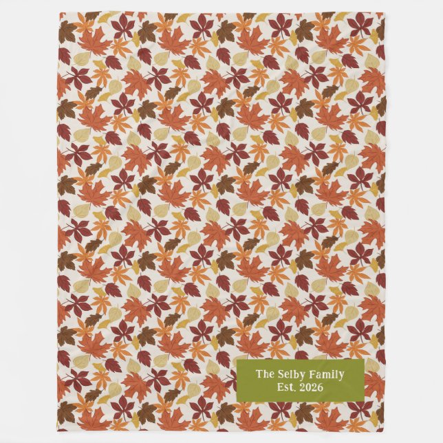 Personalisierte Herbst-Flanelldecke mit fallenden  Fleecedecke (Vorderseite)
