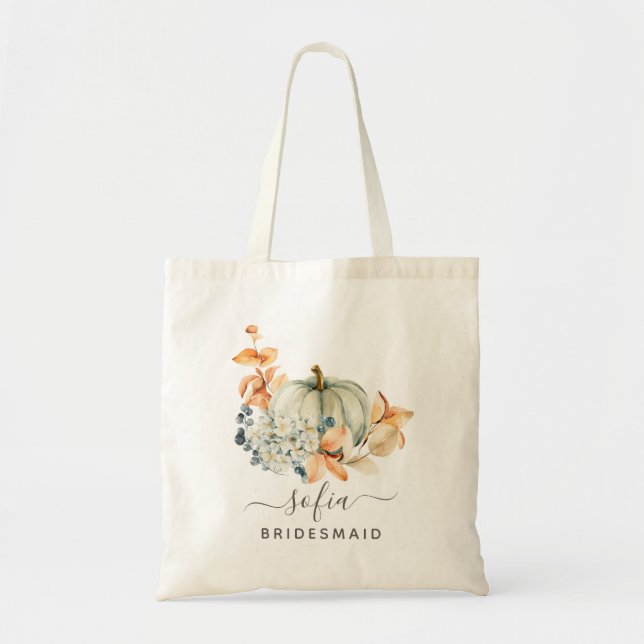 Personalisierte Herbst-Kürbis-Brautjungfer-Tasche Tragetasche (Vorne)