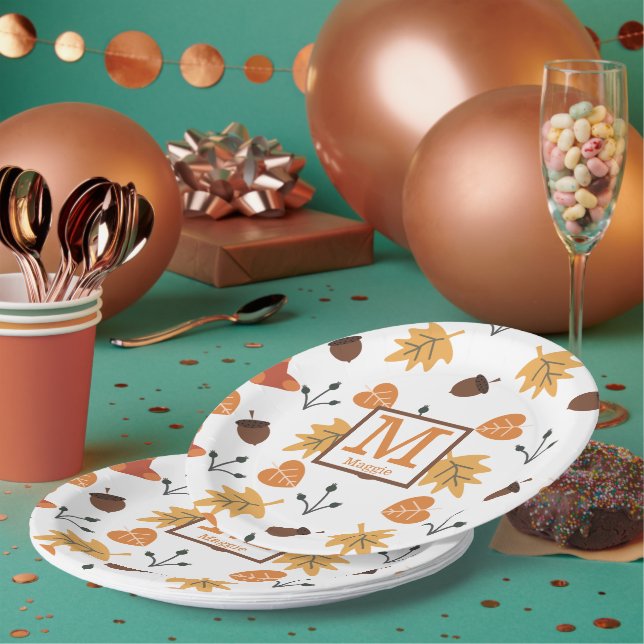 Personalisierte Herbst-Papierteller Pappteller (Multi)