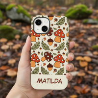 Personalisierte Herbst-Pilz- und Eichen-Nuss-Handy