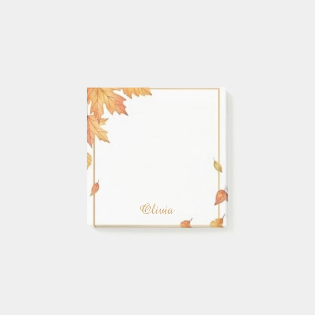Personalisierte Herbstblätter Wasserfarbe Haftnoti Post-it Klebezettel (Vorderseite)