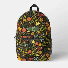 Personalisierte Herbstblumen und Blätter Bedruckter Rucksack