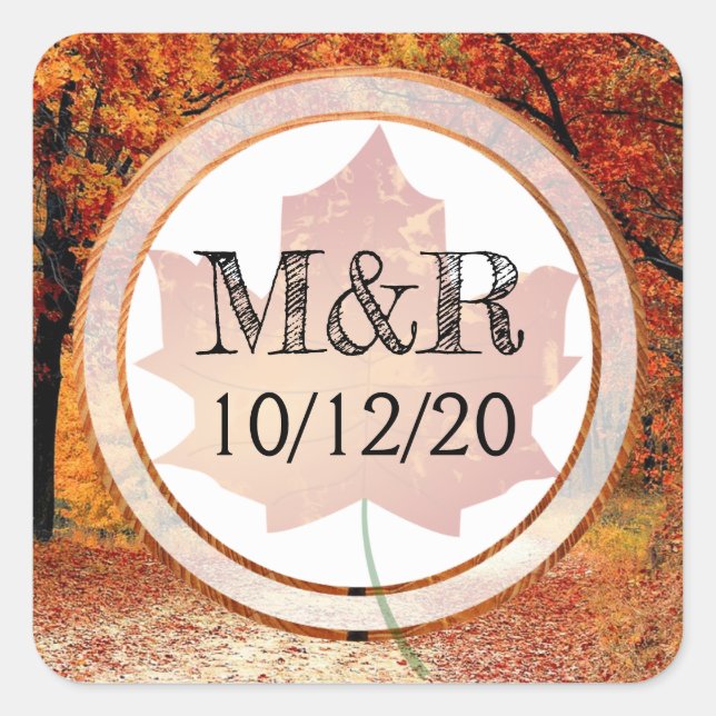 Personalisierte Herbstlaub Monogram Wedger Sticker (Vorderseite)