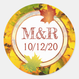Personalisierte Herbstlaub Monogram Wedger Sticker
