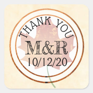 Personalisierte Herbstlaub Monogram Wedger Sticker