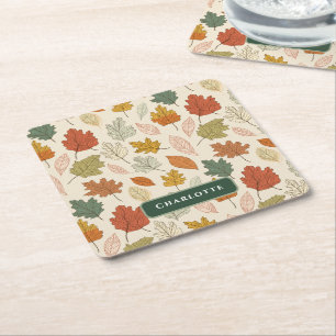 Personalisierte Herbstlaube - Gemütlicher Herbst I Rechteckiger Pappuntersetzer