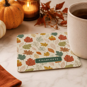 Personalisierte Herbstlaube - Gemütlicher Herbst I Rechteckiger Pappuntersetzer