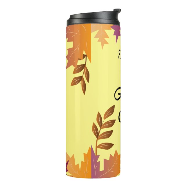 Personalisierte Herbstvibes Tumbler Thermosbecher (Nach links gedreht)