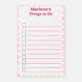 Personalisierte Herzen auf rosa Dinge zu tun Post-it Klebezettel