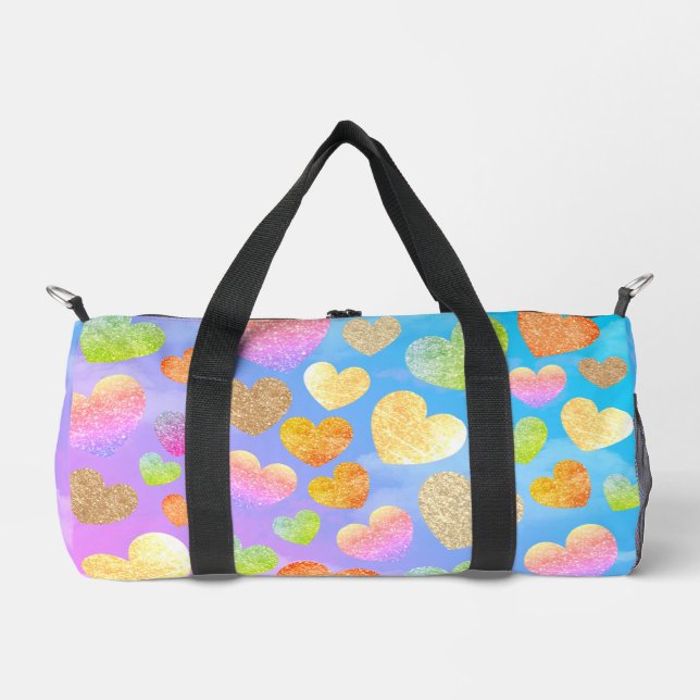 Personalisierte Herzen in der Sky Small Duffle Tas Bag (Vorderseite)