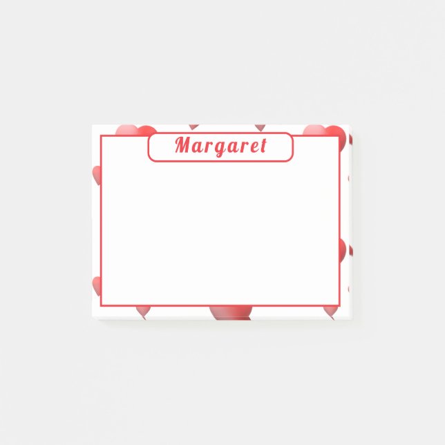 Personalisierte Herzen Post-it Klebezettel (Vorderseite)