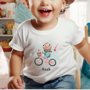 Personalisierte Herzen Süßer Teddy Kinder Valentin Kleinkind T-shirt