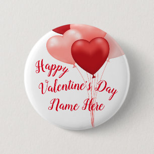 Personalisierte Herzen Valentinstag Button