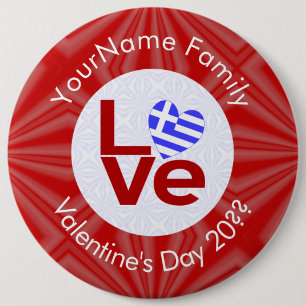 Personalisierte Herzenflagge der Roten LIEBE Button