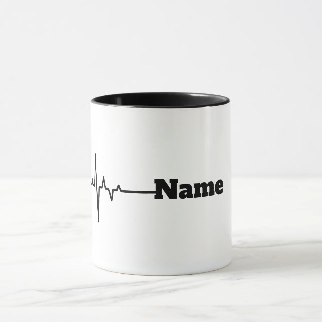 Personalisierte Herzfrequenz Name Tasse (Zentrum)