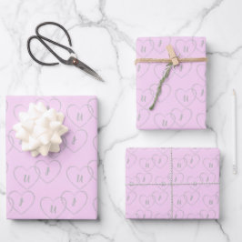 Personalisierte Herzklopfen Silber und Rosa Geschenkpapier Set